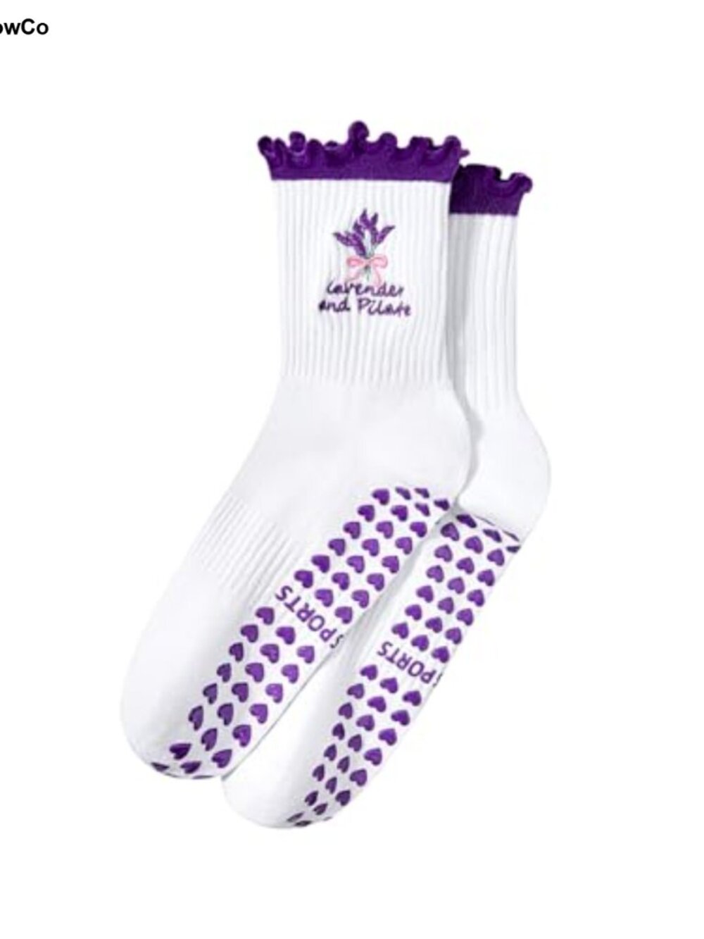 Ruffle Pilates Yoga Grip Socks Non-Slip Athletic Women's Crew